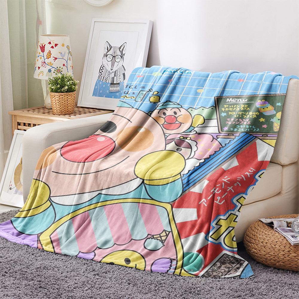 Anpanman Character Flannel Blanket, Soft Warm Throw for Home Decor, Ideal Gift for Anime Fans, Cozy Bedding for Sofa Bed