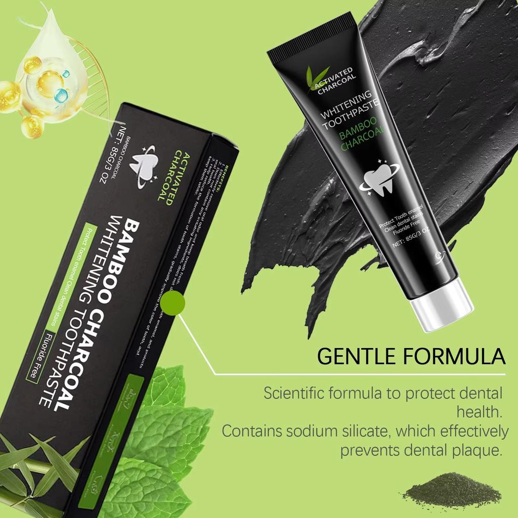 Dentifrice Blanchissant Adsorbe la Mauvaise Haleine Élimine les Dents Jaunes Nettoyage Profond Fort Tache Dentaire Soin Buccal Dentifrice Charbon de Bambou
