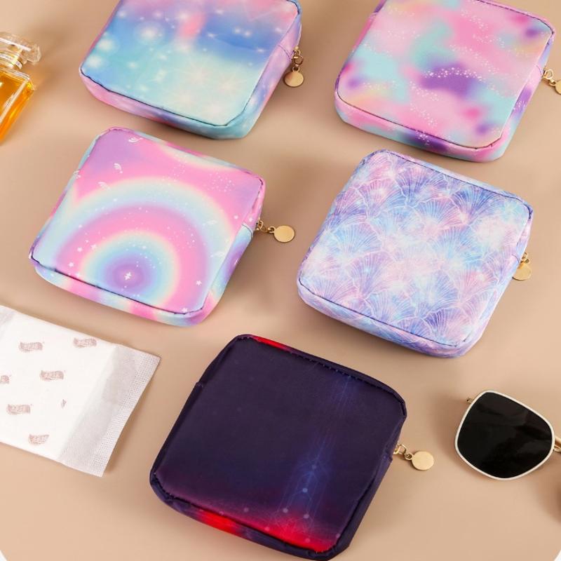Borsa Porta Assorbenti con Gradiente, Pochette Mestruale Portatile, Organizer Impermeabile per Cosmetici per Tampax Assorbenti, Mini Custodia per Auricolari