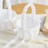 20 Cm White Flower Girls Basket Pearl Bow Kids Hand Held Wedding Basket Silk Wedding Ceremony Party Decorations
