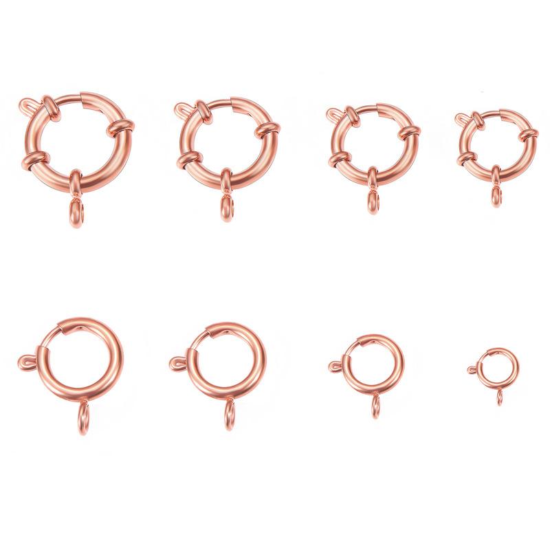 4pcs 316L Stainless Steel Round Spring Clasps Gold Color Hooks for Bracelet Clavicle Necklace Clasp Connector Jewelry Making DIY