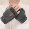 Men's and Women's Autumn/Winter Flip-Top Fingerless Gloves Warm, Windproof, Stylish Commuter Gloves for Office Wear Exposed-Finger Design
