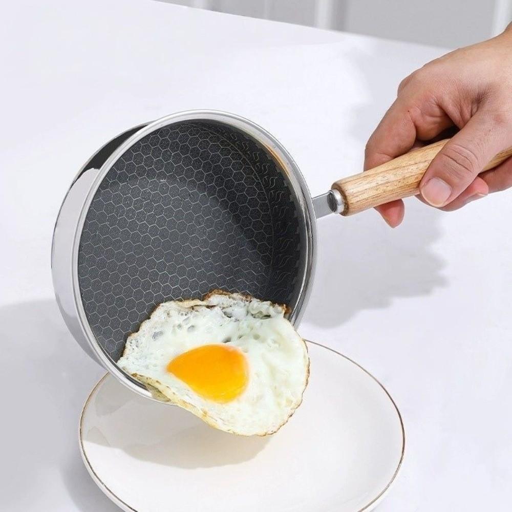 Uncoated Frying Pan Stainless Steel Omelette Pan Portable Uncoated Pan Grilling