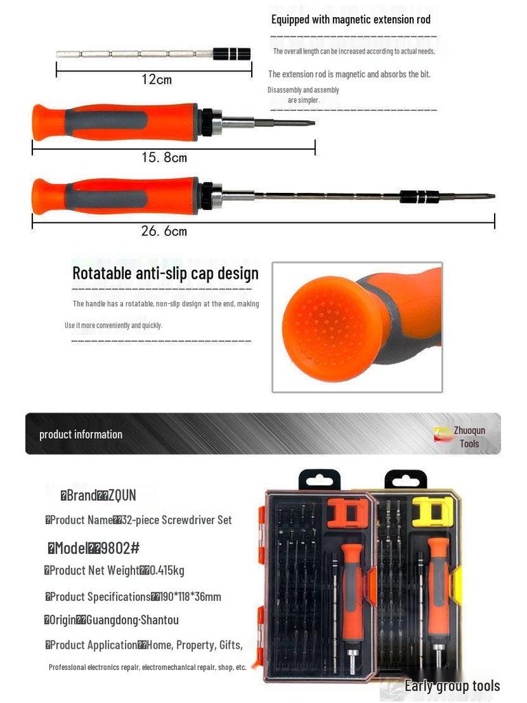 30-in-1 Magnetic S2 Screwdriver Set for Electronics & Watch Repair