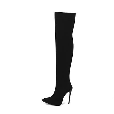 Zwart Rood Dames Dij Hoge Laarzen Hoge Hakken Big Size 48