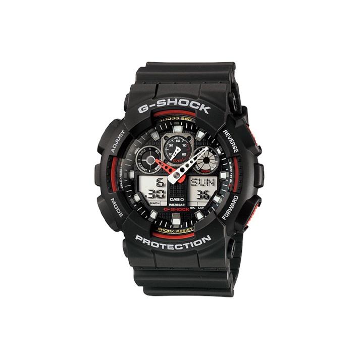 

Casio LCD/Analog Dual Display Series Cool Classic Fashion Sports Waterproof Quartz Movement Resin Strap Men watches Black GA-100-1A4DR Black Dial