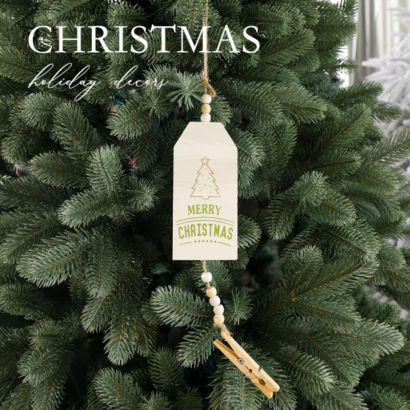 Themed Christmas Pattern Wooden Pendant With Clip Holiday Home Decoration Props