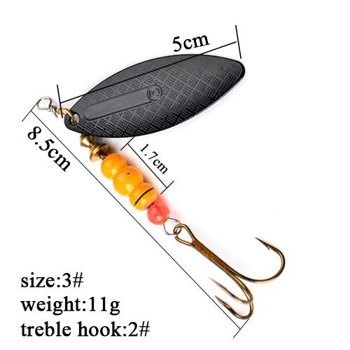 FTK 1PCS Fishing Spinner Different Color Bass Lure Bait 7G 12G 18G 30G Length 6CM 8CM 9CM 10CM