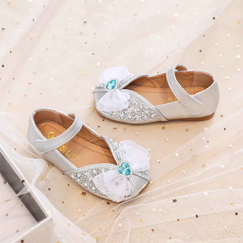 Mädchen 2022 Aisha Crystal Leder Prinzessin Schuhe - Weiche Sohle für Frühling & Herbst
