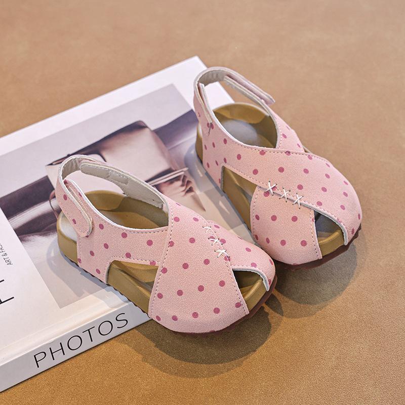Girls  Polka Dot Skirt & Soft Sole Roman Sandals Set - Summer Beach Wear 25 розовый