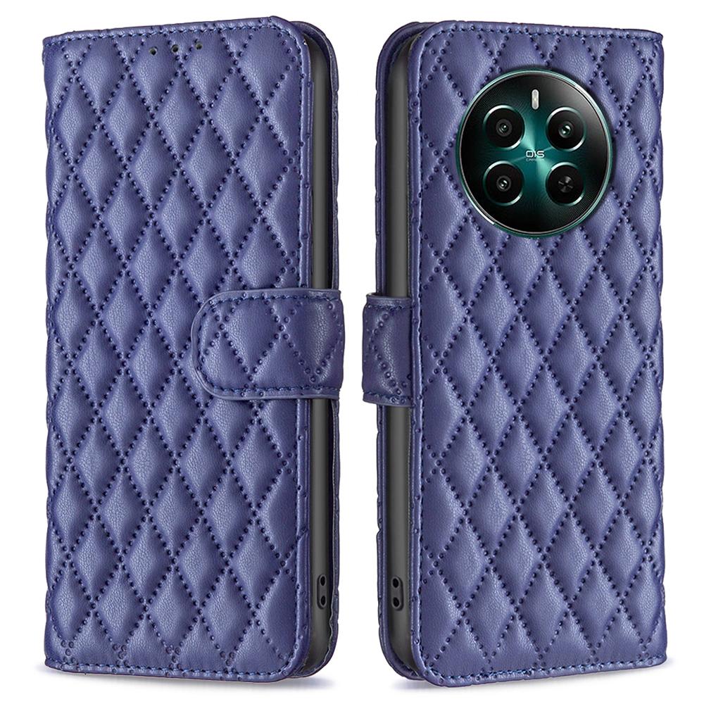 BINFEN COLOR BF Style-14 For Realme 12 4G/12+ 5G Case Wallet Rhombus Leather Phone Cover