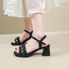 Fashion Shoes Ladies' Slippers Square Heel Slipers Women Soft Block 2025 Slides Scandals Spring Square Heel Female Shoes Womens Slippers