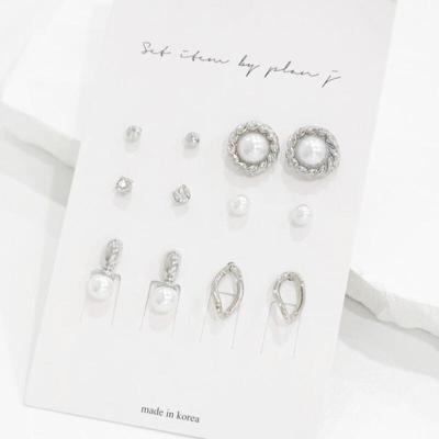 Women's Pearl Mini Ball Minimalist Earrings Set
