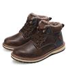 Holfredterse Outdoors Snow Boots Men Leather Winter Waterproof Wear-Resistant Sole Boots Plus Size 41-47 9733 Black/Brown/Yellow