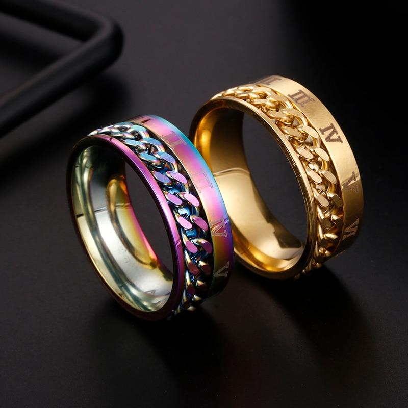 Anello Rotante Antistress da Dito Catena in Acciaio Inossidabile Uomo Classico Roma Senso di Potere Digitale Regalo