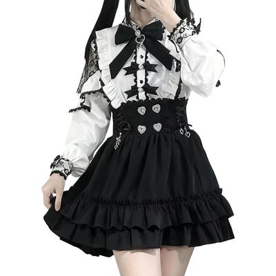 Gothic Lolita Dress for Women with and Dark Mori Harajuku Gothic Cute Princess Size S [Sivrusn] Brooch, Frills, Lace, Ribbon, Mass-Produced Style,