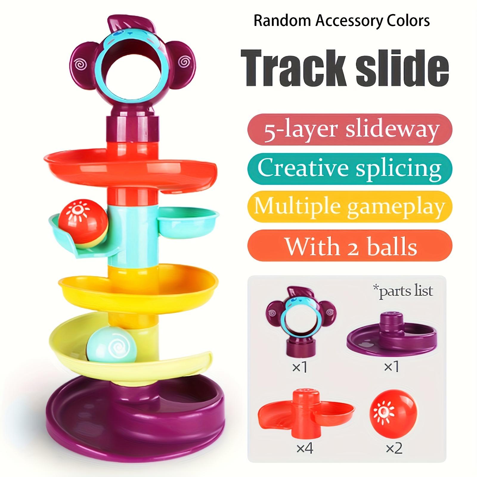 

[Rolling Ball Spinner Toy] Fun Early Learning Toy - Edutainment Track Marble Tower | Rolling Ball Spinner | Festivals and Birthday Gifts 5 Layers Track + 2 Balls