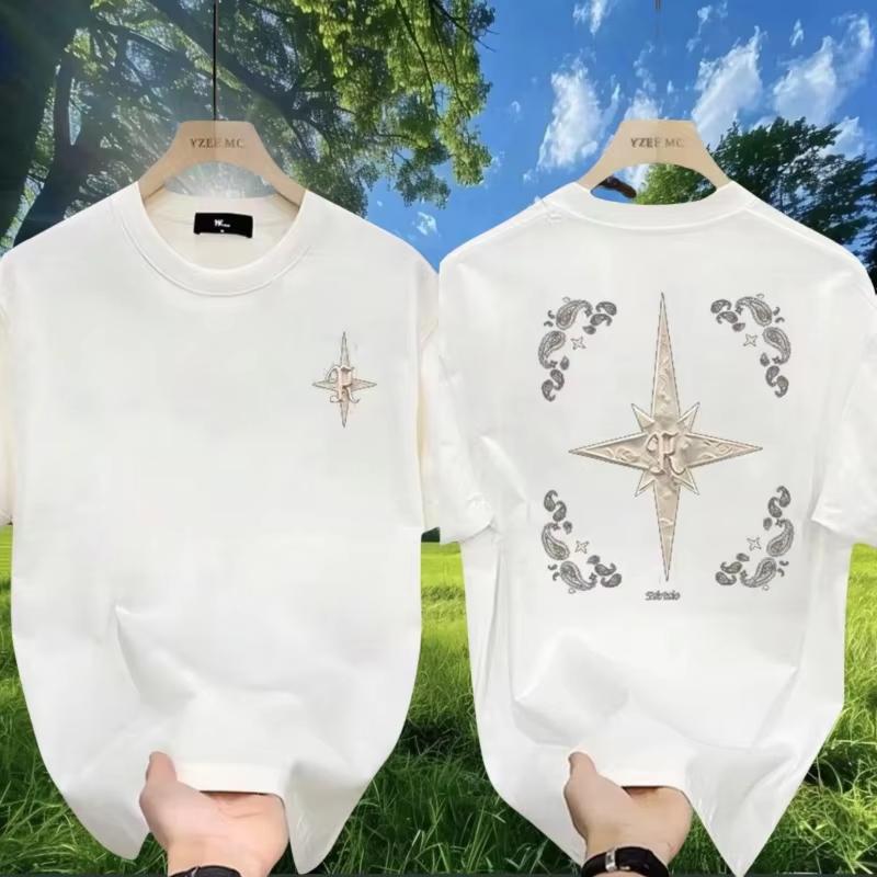 Luxury High-quality Fashion Loose Cotton Brand Short-sleeved Men's Crew Neck T-shirt 2025 Summer New Street Trendy Brand Unisex