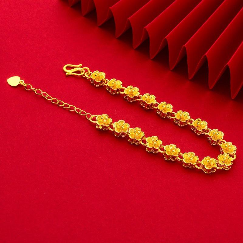 Złoty Sklep Styl Złoty Piasek Śliwkowy Kwiat Bransoletka - Wysokiej Jakości, Modna, Wykwintna, Uniwersalna Damska Bransoletka