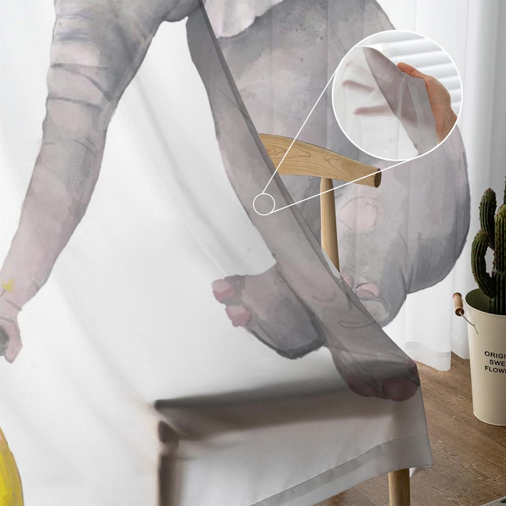 Zasłony tiulowe w kwiaty słonia kaczki do dekoracji salonu nowoczesne zasłony kuchenne z szyfonu z przezroczystą woalką