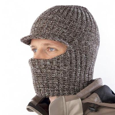 Cappello da Sci da Uomo Invernale Spesso a Maglia con Protezione Facciale Calda in Lana e Design a Becco d'Anatra