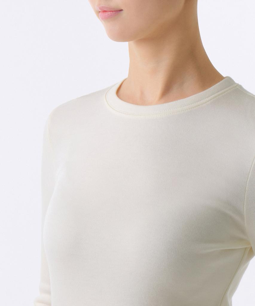 MUSINSA STANDARD WOMAN [Heat Standard] Women'S Fleece-Lined Slim Crew Neck Long Sleeve T-Shirt [Cream]