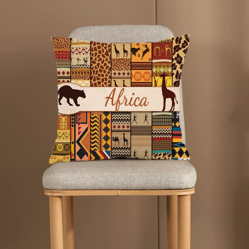 African Safari Patchwork Pillow Cover Tribal Animal Print Africa Themed Cushion Case For Sofa Bed Couch Boho Home Decor Gifts