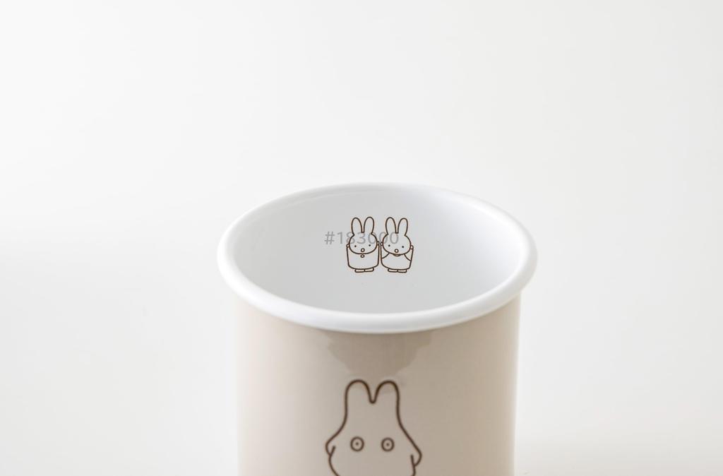 Fuji Enamel Miffy Pastel Storage Container/Canister, Wooden, with Lid and Gasket, 9cm, Greige, Ghost Miffy Enamel
