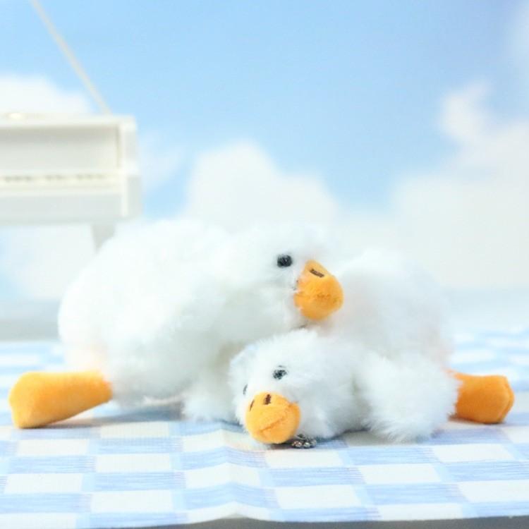 Charming White Goose Keychain Furry Plush Toy Cartoon Character For Gifts