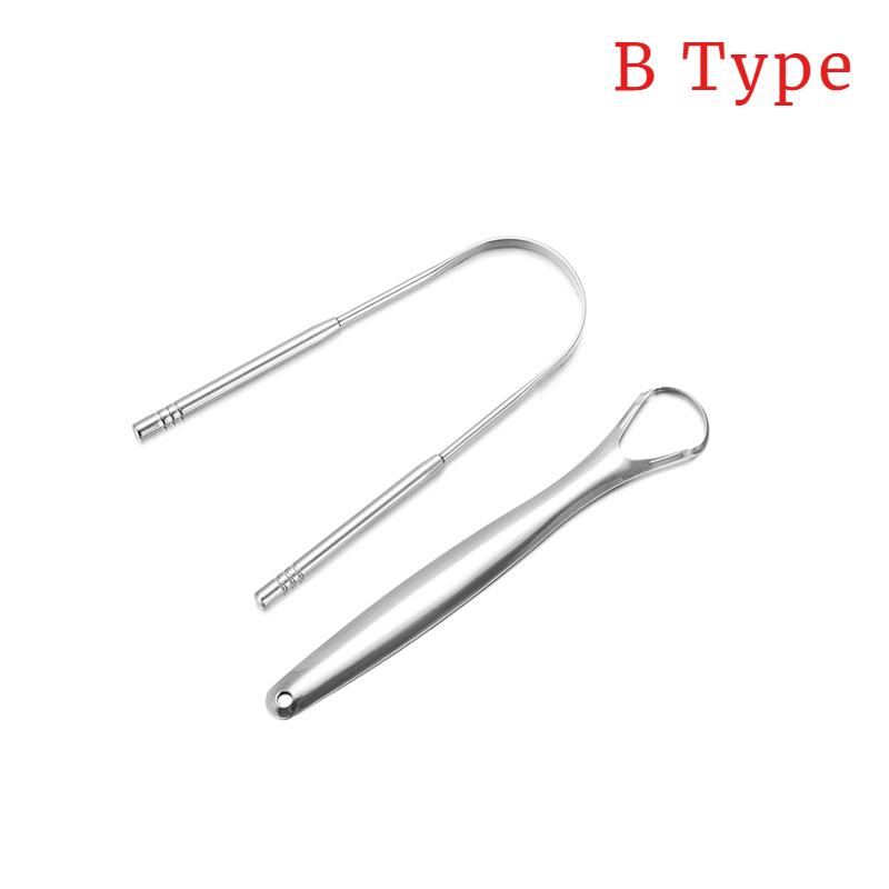 Dental Stainless Steel Metal Tongue Brush Tongue Scraper Cleaner for Adults Surgical Professional Eliminate Bad Breath Tool