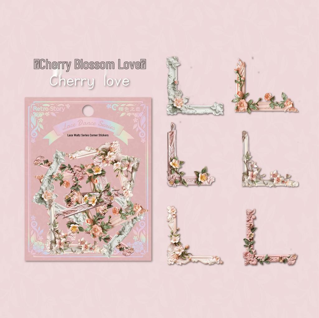Retro Courtyard Rose Corner Stickers: Flower Journal DIY Decor Set