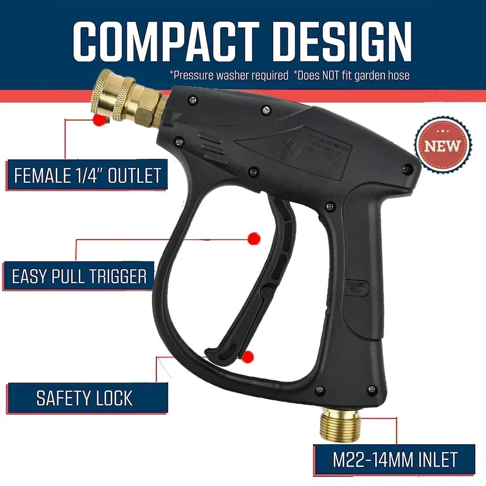 High Pressure Washer Gun & Foam Cannon Kit - 1/4" Quick Connect with M22-14 Adapter for Karcher K/Nilfisk/Bosch Washer