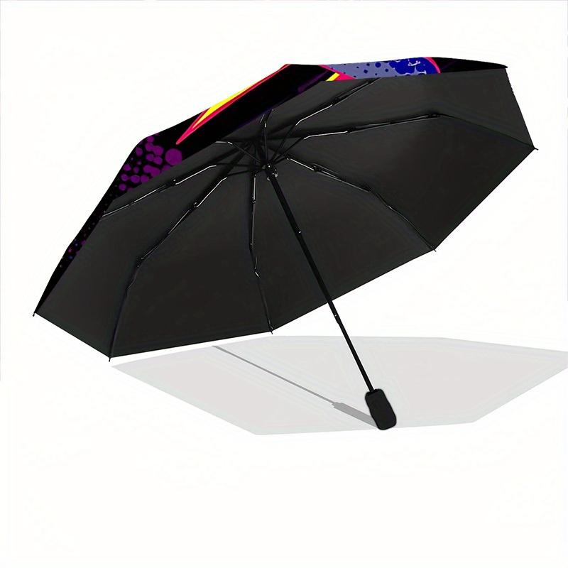 1pc Lightning Pattern Automatic Folding Umbrella - Portable Foldable Design with 8 Ribs, Durable Plastic & Iron Frame, Casual Outdoor Access