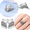 Original 925 Sterling Silber Flügel Kreuz Offener Ring Für Damen Verstellbare Größe Ring Punk Stil Party Schmuck Geschenk
