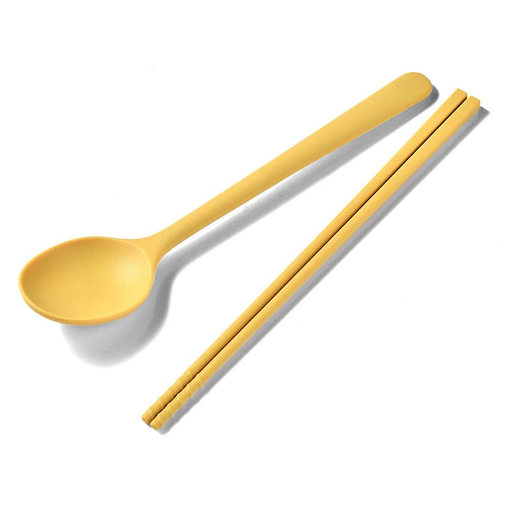 Korean 2/8Pcs Resuable Tableware Set High Quality Silicone Dinner Set Colorful Dinnerware Spoon Chopsticks Flatwaare Cutlery Set