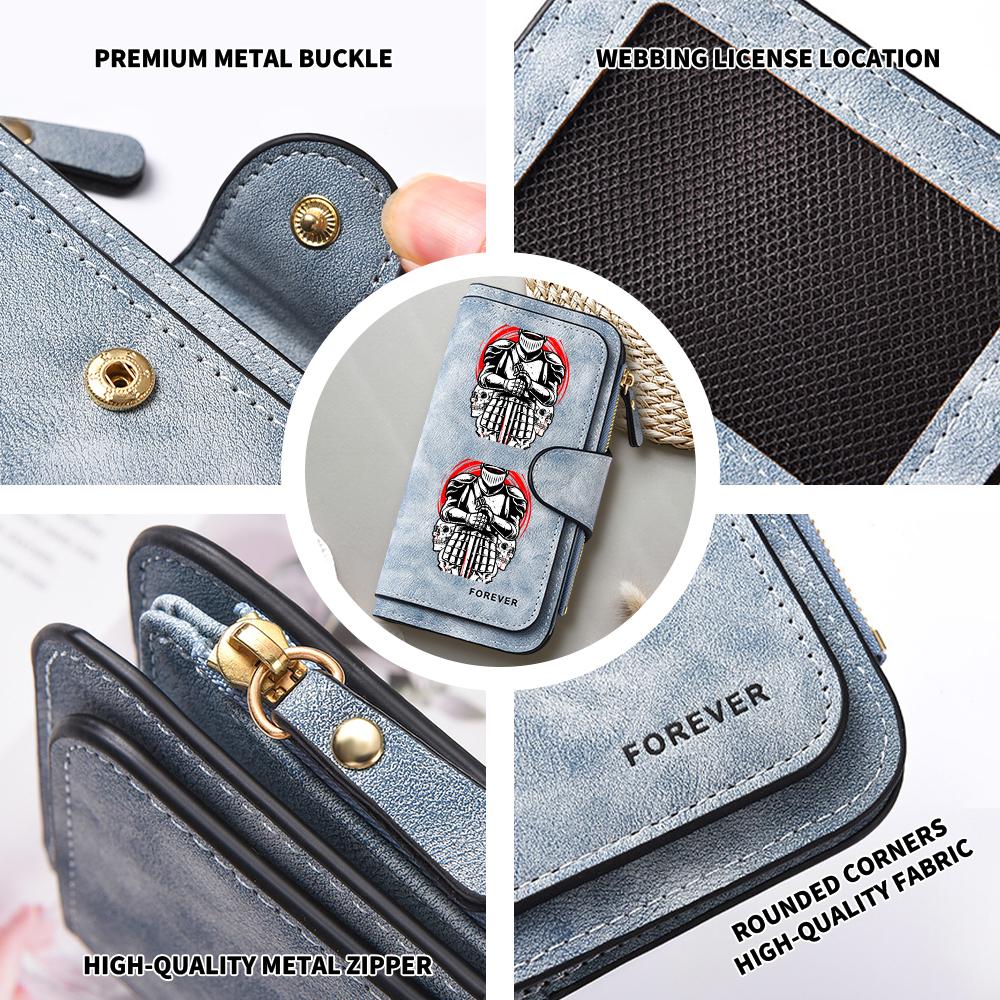 Gothic Warrior Printed Long Wallet for Daily Use Portable Card Holder PU Leather Purse