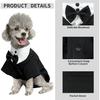 Dog Tuxedo Suit, Formal Pet Shirt Costume Wedding Attire with Black Bow Tie, Pet Outfit Apparel for Small Dogs Cats (Black, Large)