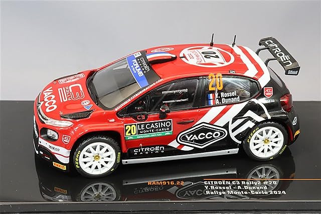IXO C3 Rally 2 2024 Monte Carlo Rally Dunand 1/43 Citroën #20 Y. Rossel/A.
