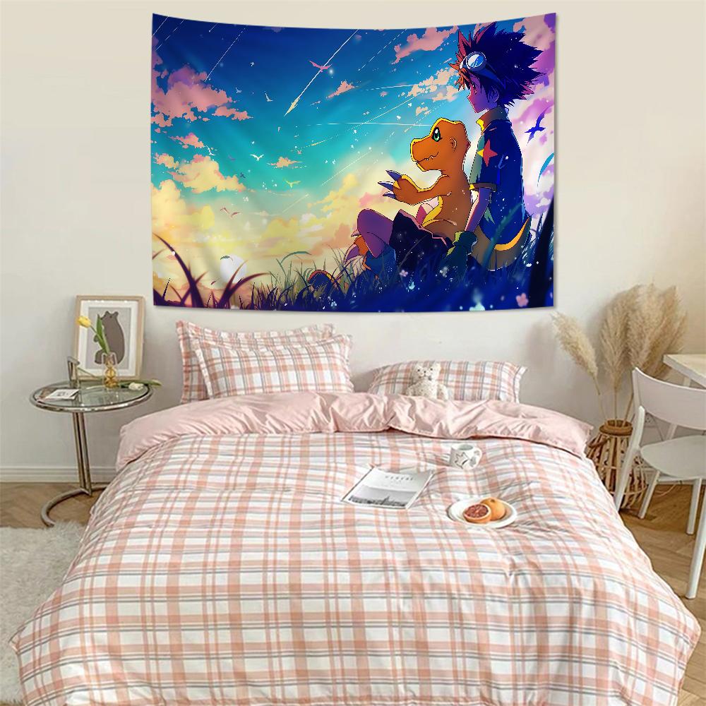 DDigimonS CARTOON Buntes Wandbehang-Gobelin Günstiger Hippie-Wandbehang Böhmische Wandteppiche Mandala-Wandbehang-Blätter