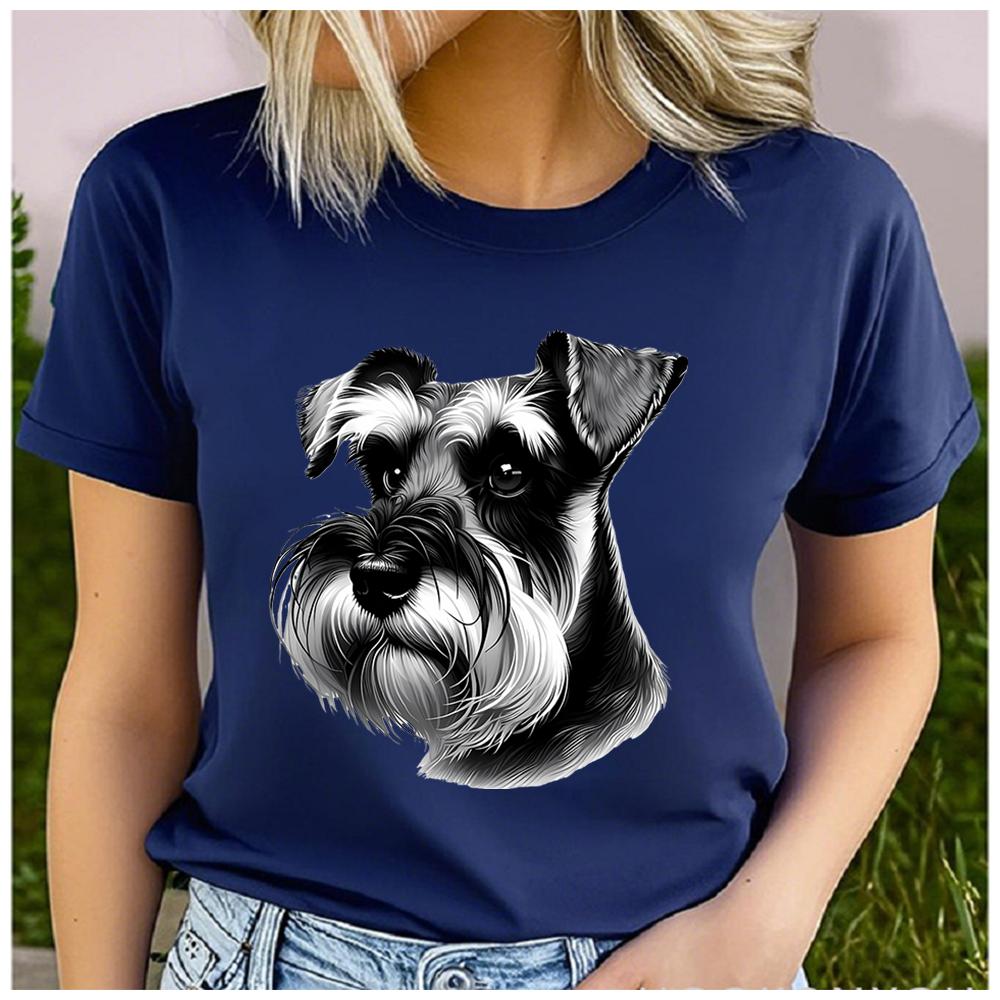Unisex 100% Polyester Summer Top with Pet Print Loose Round Neck Short Sleeve Fashion for Astrology Lovers