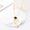 Light Luxury Titanium Steel Tassel Clover Necklace