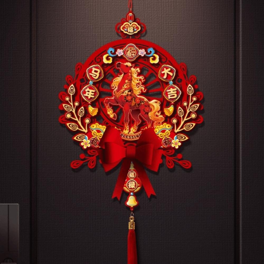 

Красное Счастливое Лошадиное Годовое Настенное Украшение Иероглиф Фу Наклейка на Дверь Новогодние Украшения G