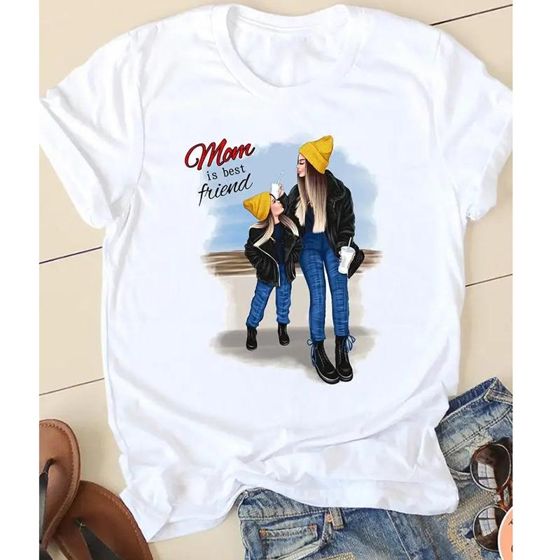 ZX TEE Sweet Love Mother Mama Mom Streetwear Fashion Girls T-Shirts Harajuku Clothes Short Sleeve Summer Tees Casual Female O-Neck Tops