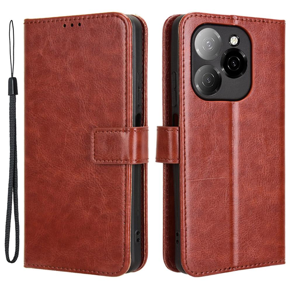 For TECNO Spark 20 Pro 5G KJ8 Wallet Case Crazy Horse Texture PU Leather Stand Cover