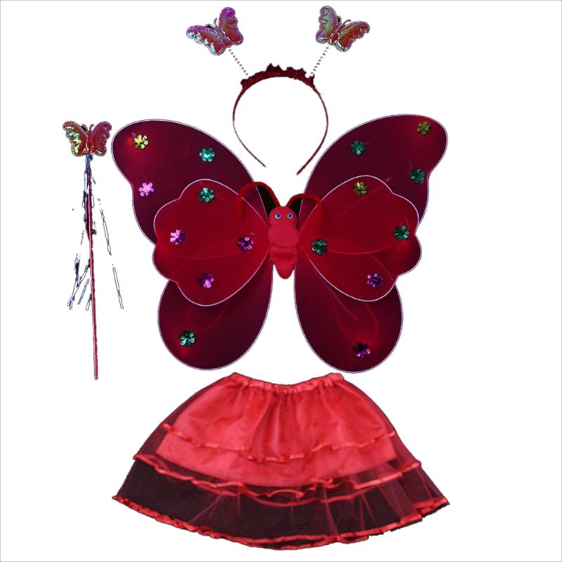 3pcs/set Children Butterfly Wings Costume Props Gauze Wings Skirt Suit