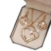 European and American Double Heart Peach Earrings & Necklace Wedding Jewelry Set