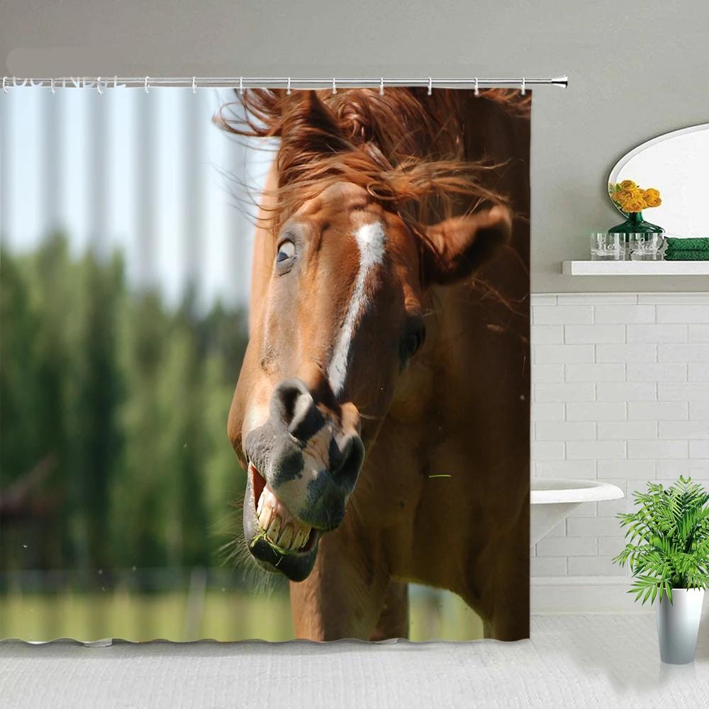 

Шторка для душа с изображением фермерских животных, лошади, диких животных, слона, леопарда, льва, тигра, набор шторок для душа, занавески для ванной с изображением высокогорных коров W90xH180cm
