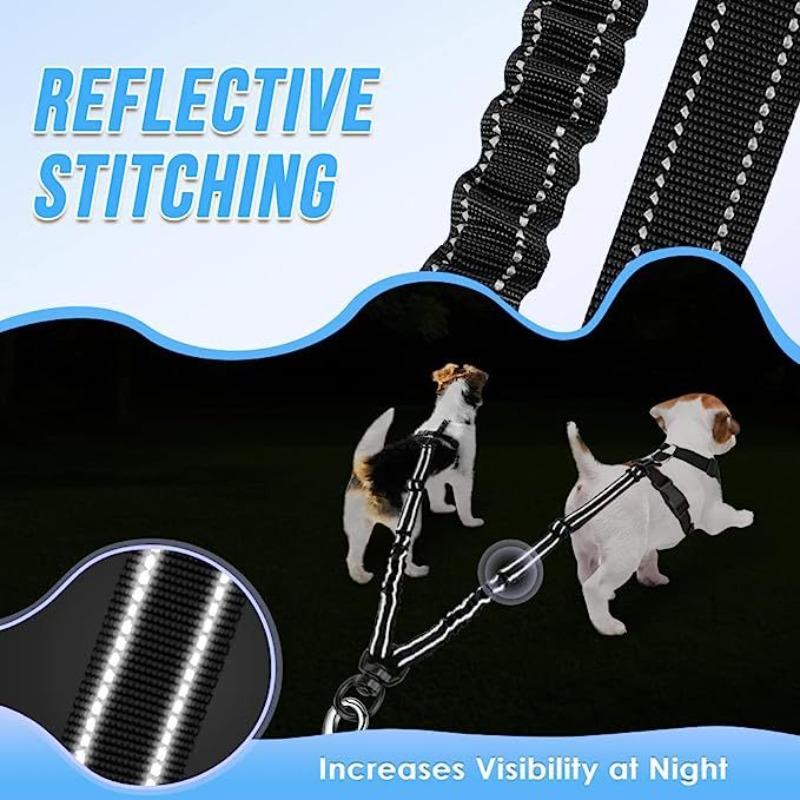 1.6ft Dual Dog Leash Attachment Double Leads for Small To Large Dogs Adjustable Shock Absorbing Bungee Pet Training Leash