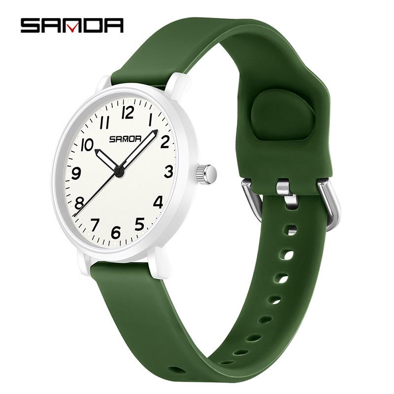 Sanda Quarzuhr Wasserdicht Leise Doppelkalender Unisex Uhr für Prüfung und Studium
