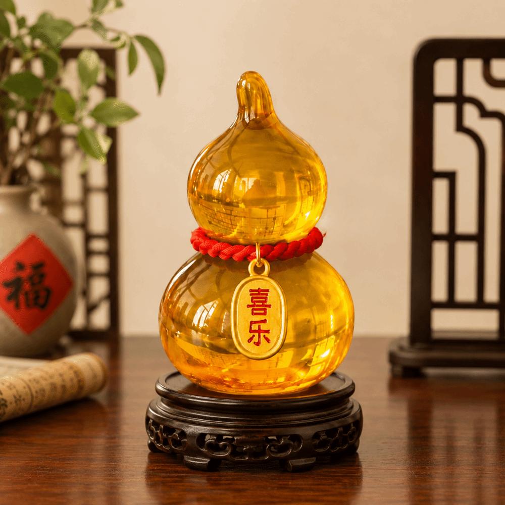 Creative Spinning Car Ornament Rotatable Mini Gourd Statue Rotating Gourd Ornament Table Decor